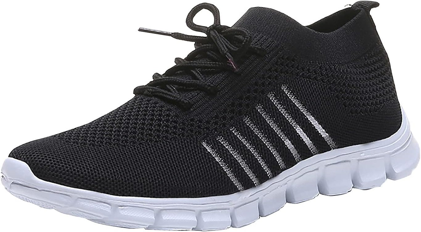 Black Running Shoes Women Womens Fashion Tennis Shoes Lightweight Mesh Running Walking Sneaker Lace-Up Sport Shoes Runing Breathable Shoes Sneakers