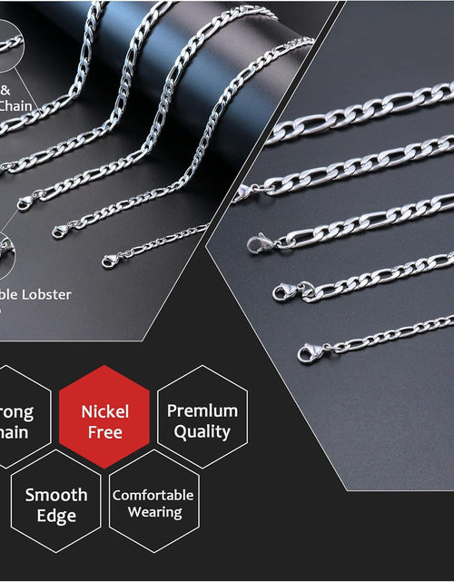 Load image into Gallery viewer, Figaro Chain Necklace Stainless Steel Real Gold Plated Chains for Men Women Jewelry
