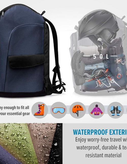 Load image into Gallery viewer, 50L Ski Boot Bag-Ski and Snowboard Boots Travel Backpack with Helmet Compartment | Waterproof Exterior &amp; Bottom
